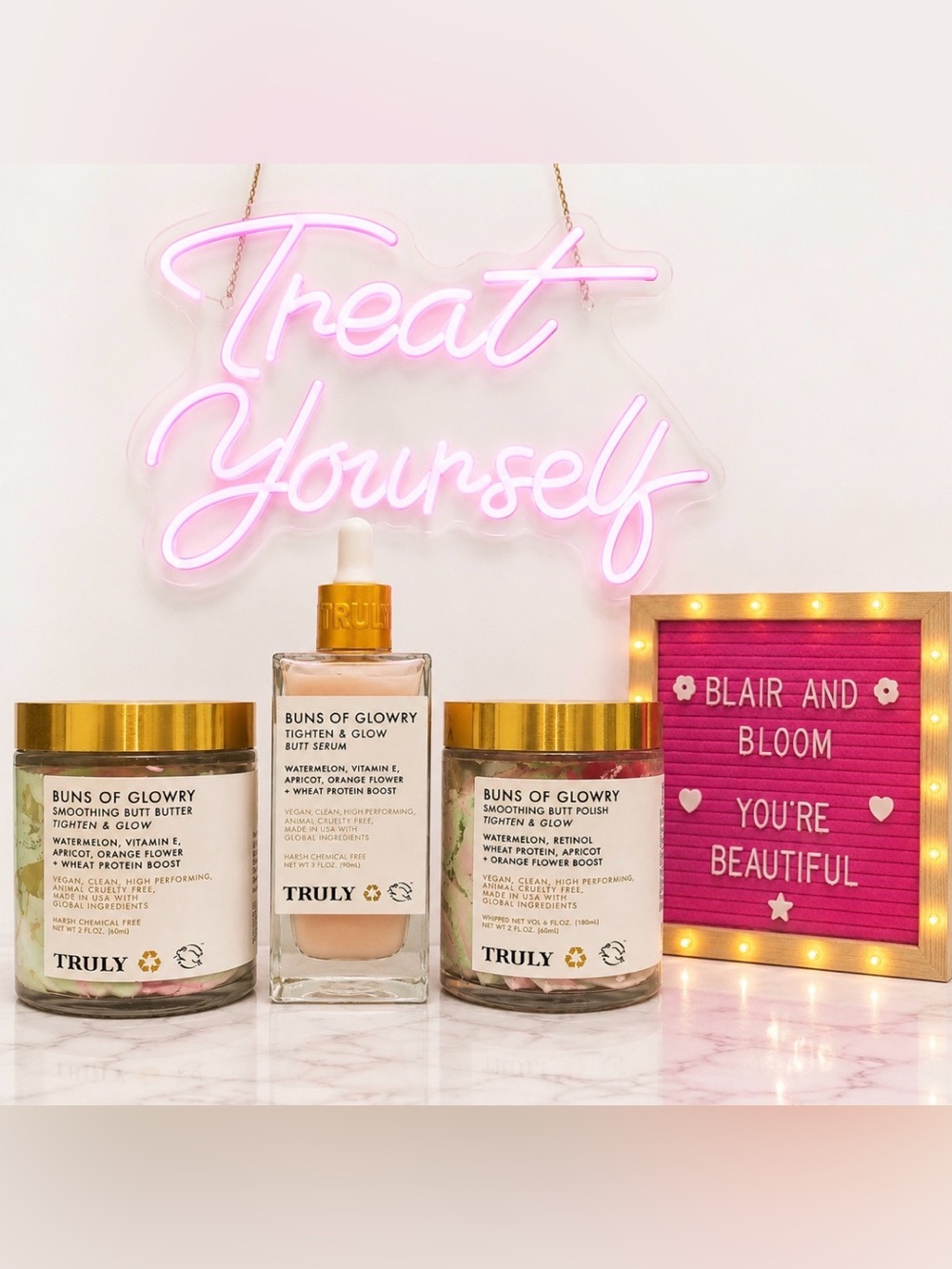 Truly Beauty Buns of Glowry Tighten & Glow Serum, Polish, & Butter Bundle
